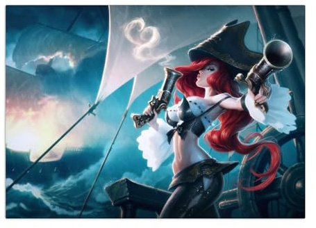 Displate Offiziell League of Legends MetallPoster Magnetische Befestigung Inklusive Lizenziert Bilder Hochwertiges Poster League of Legends Splash Art - Miss Fortune Horizontal 45 cm x 32 cm