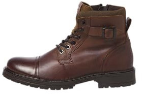 JACK & JONES Jfwdexter Leather Boot Sn, Botines con Cordones Hombre, Color marrón, 46 EU