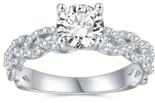 Molioaki Verlobungsring Damen Silber 925 1CT Runder Schnitt Zirkon Ringe Engagement Ring Ehering mit Geschenkbox Verlobung Damen Solitär Personalisierte Geschenkmit Größe 56