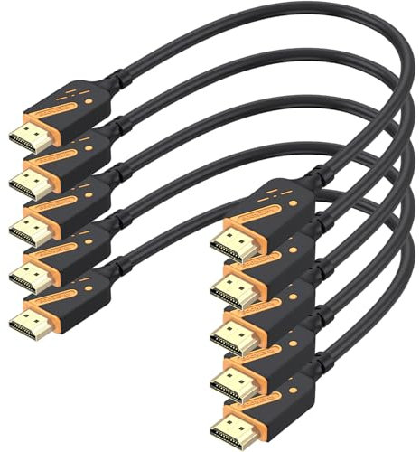 RooaRooz - Cavo HDMI corto, 3 m, confezione da 5, cavo HDMI 2.0 ad alta velocità da 18 Gbps maschio a maschio, 4K a 60Hz, 2K a 144Hz, ARC/eARC, HDCP2.2, 3D per soundbar, TV, PS5/4, laptop, monitor,