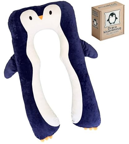DRACA Seitenschläferkissen Kinder | Original Kissen Bezug | Pinguin | Ersatzkissenbezug