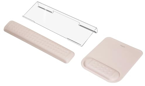 MOSISO Mouse Mat and Keyboard Wrist Support&Keyboard Stand, Apricot | Ergonomic Mouse Pad&Easy Typing Acrylic Stand, Non-Slip Base, Comfortable Massage Wrist Cushion, for Computer Laptop Working