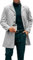Runcati Herren Mantel Lange Trenchcoat Slim Fit Winter Kerbkragen Jacke Einreiher Business Overcoat Grau XL