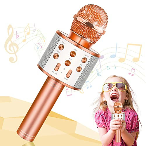 Tesoyzii Mikrofon Kinder, Drahtloses Karaoke Mikrofon für Kinder Teenager Spielzeug ab 3 4 5 6 7 8 9 10 11 12 Jahre Jungen Geschenk Junge 3-12 Jahre Microphone Geschenk Mädchen 3-12 Jahre