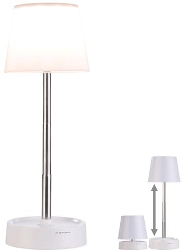 PEARL Teleskop Tischlampe: Dimmbare Teleskop-Akku-Tischleuchte mit 80 Lumen, 1.200 mAh, USB-C (Teleskoplampe, Accu Tischlampe, Kabellose Stehlampe)