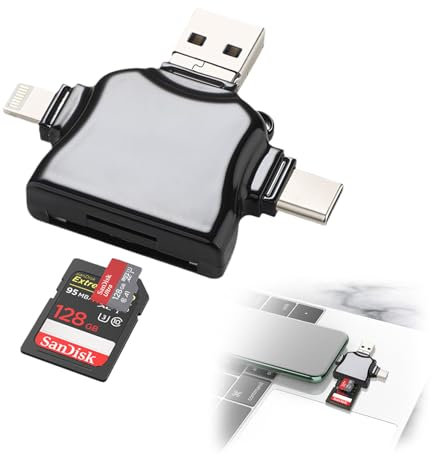 Bettinay Multi-Port 4 in1 Universal SD TF Card Reader, 4 In 1 Micro SD Card Reader for Android Phone Camera Memory Card