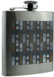 Vodka Lover's Colourful Liquor Bottle Patterned Hip Flask (hip-ds23-vodpattrg)