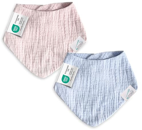 my STITCHERY Baby Lätzchen, Oeko-TEX® Standard 100 - Sabberlätzchen aus weichem Musselin (Rosa)
