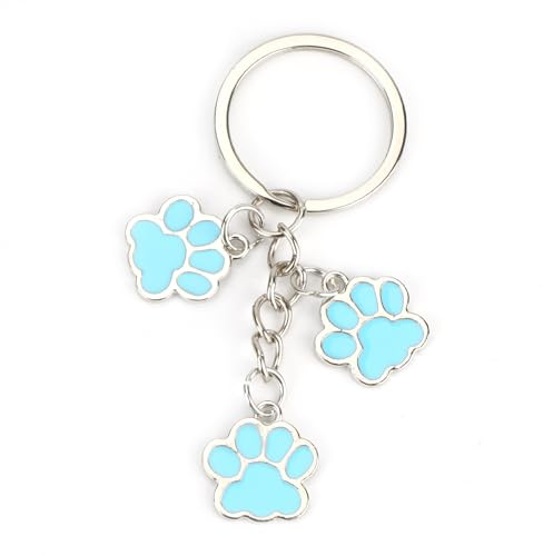 MUCOOS Schlüsselanhänger mit Pfotenabdruck, Hunde Schlüsselanhänger, Design mit drei Pfotenabdrücken, Geburtstagsgeschenk für Haustierbesitzer, Gedenkgeschenk für Hundeliebhaber