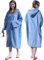 Hiturbo Adult Changing Towel Robe: Zipper Oversized Hooded Swimming Poncho - Fleece Coat for Surf Beach Pool Bath - Blue
