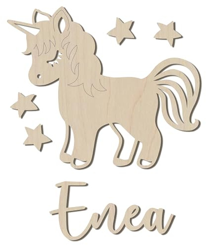 Personalisiertes Türschild Kinderzimmer mit Name – Einhorn – Holz Namensschild - Personalisierte Baby Zimmer Dekoration - Namensschild Kinderzimmertür & Holzbuchstaben Kinderzimmertür (Einhorn)