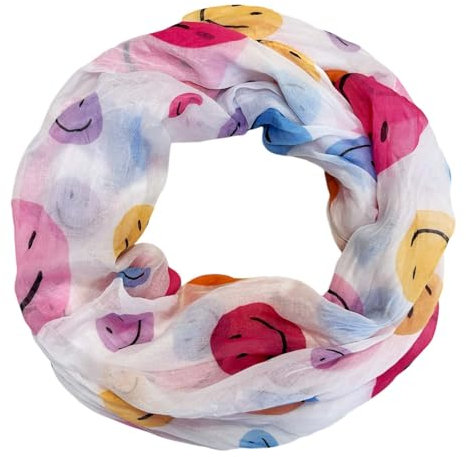 Jeamis Smiley Seide Loop Farbverlauf Frühling Rundschal Unisex Sommer Herbst Leicht Schal Stola Silk Gesicht Smile (PinkOrange)
