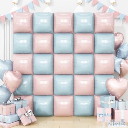 Palloncini quadrati rosa e blu, 25 pezzi, a doppia faccia, color crema pastello, rosa, blu, kit per arco a tunnel, per ragazzi o ragazze, decorazioni per feste di compleanno, baby shower