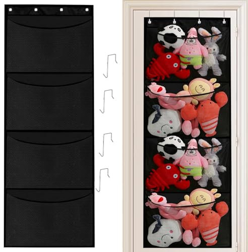 Kuscheltier Aufbewahrung tür,Plüschtier Aufbewahrung mit 4 Taschen,Stofftier Aufbewahrungs,Kuscheltier Aufbewahrungs Netz,Kuscheltiers über der Tür Hängend Organizer