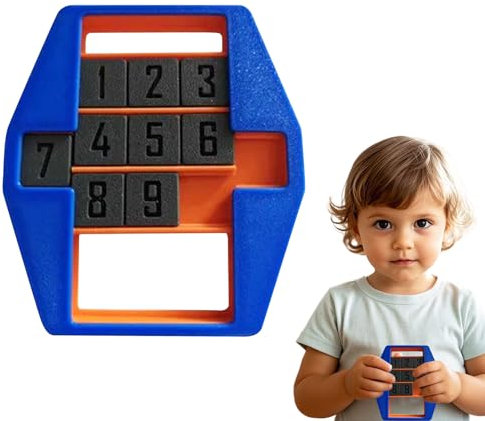 Sliding Number Puzzle, Intelligence Games Brain Teaser Toys, 4.33x3.94x0.79 Inches Portable & Mathematical Thinking, Entertaining Toy for Kids, Girls, Boys, Teens, Children, Adults