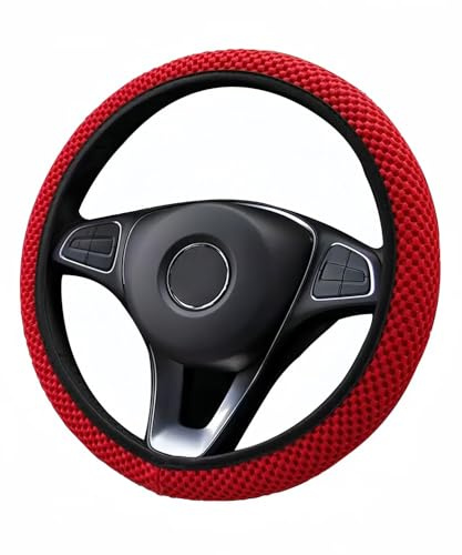 Xibao Universeller Lenkradbezug für Auto,Anti Rutsch Universal Auto Lenkradhülle,Elastischer Lenkradbezug,Autozubehör Innenraum,Passend für Lenkräder mit Standardgröße von 14,5-15 Zoll (Rot)