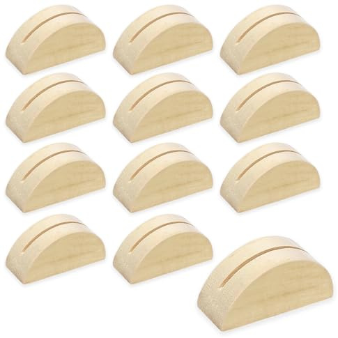 Kartenhalter Holz 12 Stück Halbkreis Tischkartenhalter Fotohalter Holz Kartenhalter Hölzernen Holzständer für Karten Hochzeit