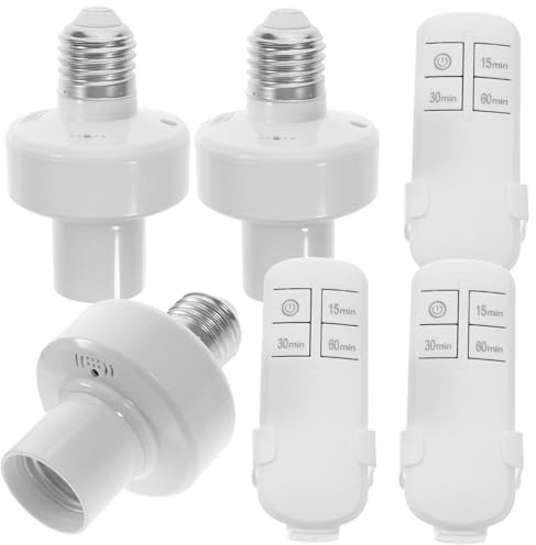 E27 Lampenfassung mit Fernbedienung und Timer Weiß | ABS PC Aluminiumlegierung, Intelligente Steuerung per Schalter, Signaldurchlässig durch Wände, 3 Stück