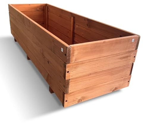 IvoQ Fioriera in legno 120 x 40 x 32 cm, in legno massiccio di abete FSC, resistente alle intemperie e durevole, con tasca interna inclusa, ideale per balconi, terrazze e giardini, fiori, erbe e