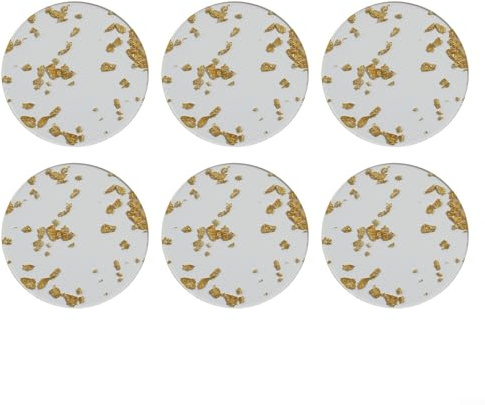 Set di 6 sottobicchieri antiscivolo in acrilico con lamina d'oro, dotati di cuscinetti in silicone per proteggere le superfici dei mobili da calore e umidità, facili da pulire e riutilizzare