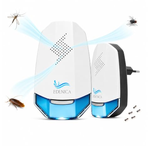 Repellente Ultrasuoni Anti Zanzare, Set da 2 Dispositivi Elettrici ad Ultrasuoni Anti Roditori e Insetti, Spina EU, Sicuro per Bambini e Animali Domestici, per Casa, Cucina, Camera
