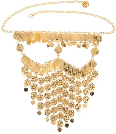 IMIKEYA Bauchtänzerin Schleier Damen Münzschleier mit Quasten Metall Gesichts Schleier Arabisch Tribal Tanzaccessoire für Bühne Halloween Kostüm