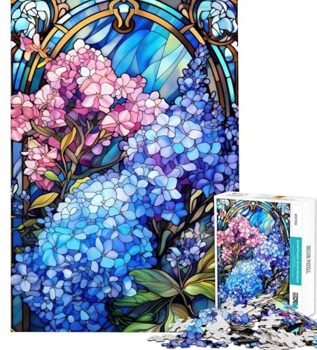 1000-teiliges Puzzle für Erwachsene Motiv Seerosen Buntglas-Puzzle praktisches Spiel für Erwachsene präzises Schneiden Spaß für zu Hause (Größe 38x52cm)