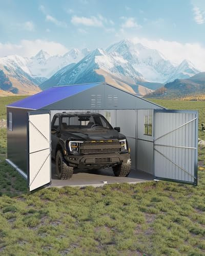 Garvee Garage supplémentaireérieur renforcé 12x20 FT - Abri Voiture en Acier fermé pour Toutes Saisons - Protection idéale pour Pick-ups, Bateaux, tracteurs - Toit Robuste - Parfait pour Stockage