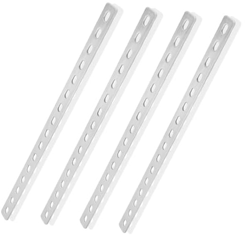 4 conectores planos de acero inoxidable, placa perforada de metal, conector de madera, chapa de conexión plana, placa perforada de metal, hierro plano para muebles y armarios