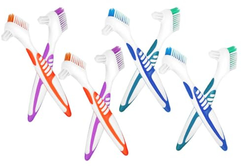 VICASKY Doppelseitige Zahnbürsten aus Nylon und Pp Effiziente Reinigung und Leicht zu Tragen 8 Stück für Zahnprothesen Reinigungsbürste für Prothesenpflege