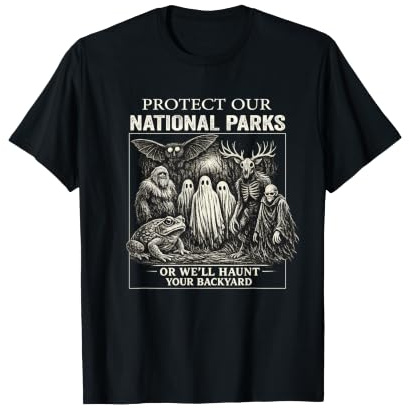 Proteggi i Nostri parchi Nazionali Funny Ghost Camping Vintage Maglietta