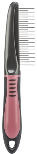 TRIXIE Coat detangler comb - for top coat and undercoat - plastic handle with rubber insert - for removing small, superficial tangles from long and dense fur - 23121
