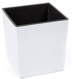 KREHER, vaso per piante XXL di design in plastica, colore bianco lucido, con inserto estraibileDimensioni (lunghezza x larghezza x altezza): 40 x 40 x 41 cm.