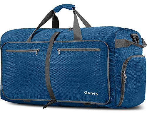 Gonex 150L Travel Duffel Bag Foldable Water Resistant Travel Bag Lightweight Duffel Bag with Big Capacity for Luggage Gym Sports Deep Blue