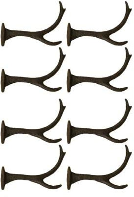 Garderobenhaken, aus Gusseisen, Hirschgeweih, 8 Stück