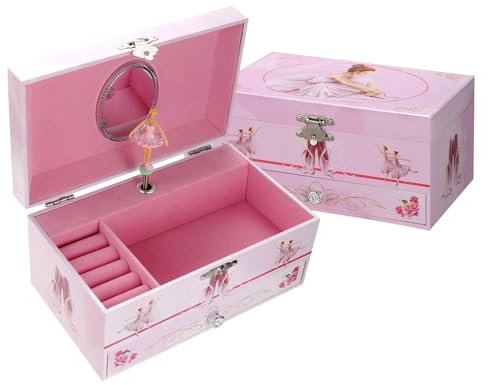 TAOPU Carillon Portagioie Musicale con Cassetto e Carillon Ballerina Girevole Custodia Gioiello per Ragazze