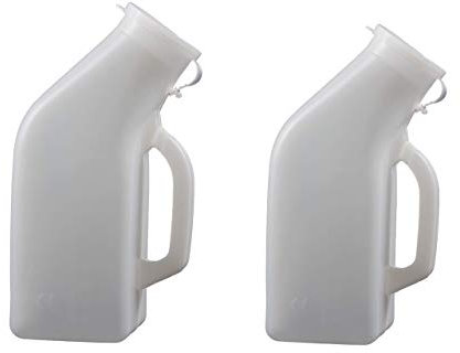 Male Urinal Urine Bottle with Lid 32oz./1000mL Pack of 2