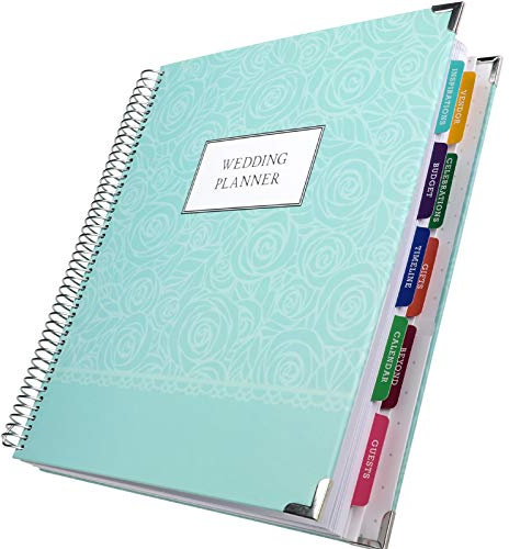 Global Printed Products Organizzatore di nozze con copertina rigida 9 x 11 cm, segnalibro, adesivi per pianificazione, porta biglietti da visita e cartelle tascabili