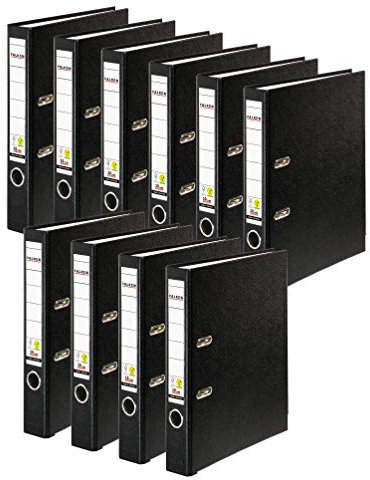 Original Falken 10er Pack PP-Color Kunststoff-Ordner. Made in Germany. 5 cm breit DIN A4 schwarz Vegan Ringordner Aktenordner Briefordner Büroordner Plastikordner Schlitzordner