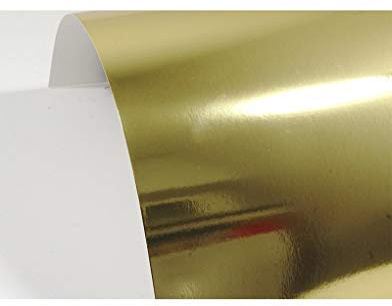 Netuno 50x Spiegelarton Gold einseitig bedruckt DIN A5 14,8 x 21 cm Mirror Gold Spiegel-Papier für Bastelarbeiten goldene Pappe zum Basteln mirror cardstock