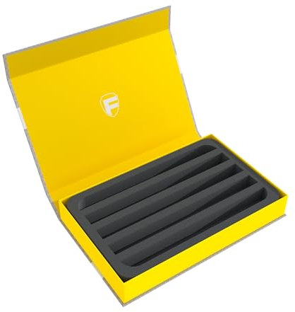 Feldherr Magnetbox gelb für Modelleisenbahnen, Loks und Fahrzeuge - 5 Stege für Spur Z - liegend