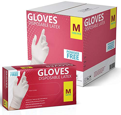 Einweg-Latexhandschuhe, puderfrei, 10 Boxen, 1000 Handschuhe, Größe M