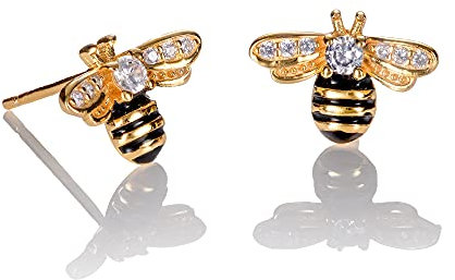 namana Gold Hummel Ohrstecker fur Frauen, Auffällige Gold Bienen Ohrringe für Damen und Teenager, Mädchen aus 925 Sterling Silber, Bienen Geschenke für Frauen, Gold Schmuck fur Damen