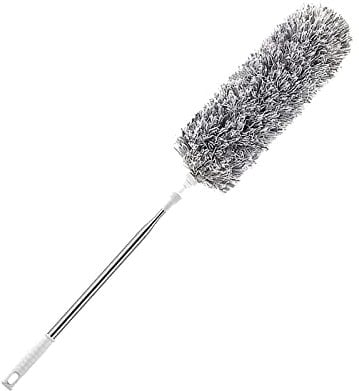 Lerkely Extendable Feather Duster, Bendable Microfiber Duster with 100 Telescoping Extension Pole, Hand Duster for Cleaning High Ceiling Fans, Blinds, Cobweb, Cars