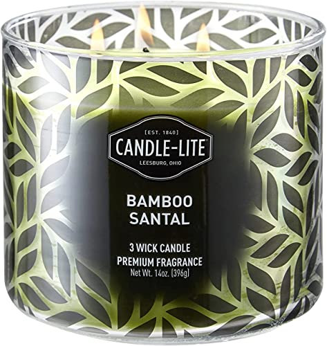 Candle-lite ® 3-Docht Duftkerze im Glas - Bamboo Santal (396g) - Der Frische Bambusduft für dein Zuhause - Duftkerze mit bis zu 45h Brenndauer