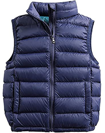 Cozomiz Enfants Hiver Gilets Bébé Garçons Filles Doudoune Veste Duvet Hiver Matelassé Manteau sans Manche 3-4 ans Bleu Marine