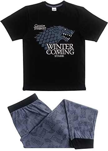 TDP Textiles Mens/Boys Official Game Of Thrones Winter Is Coming Stark Pyjama Set/Pyjamas Size Medium, Multicolor