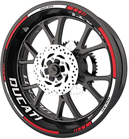 Set completo di adesivi per cerchi per moto Ducati qualità premium (2 ruote) (multicolore)