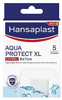 Hansaplast Aqua Protect 3XL Apósitos para heridas, Apósitos estériles e impermeables, Heridas grandes y postoperatorias, Bloquea 99% de bacterias, 5 uds., 10 x 15 cm