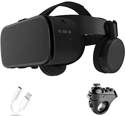 Gafas de Realidad Virtual, 3D VR Gafas con Controlador Bluetooth para Juegos Visión Panorámico VR Glasses para iPhone 13 Pro Max/13 Pro/13/12/11, para Samsung Galaxy S21, Huawei, Xiaomi